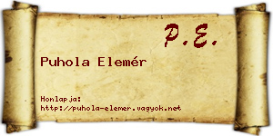 Puhola Elemér névjegykártya